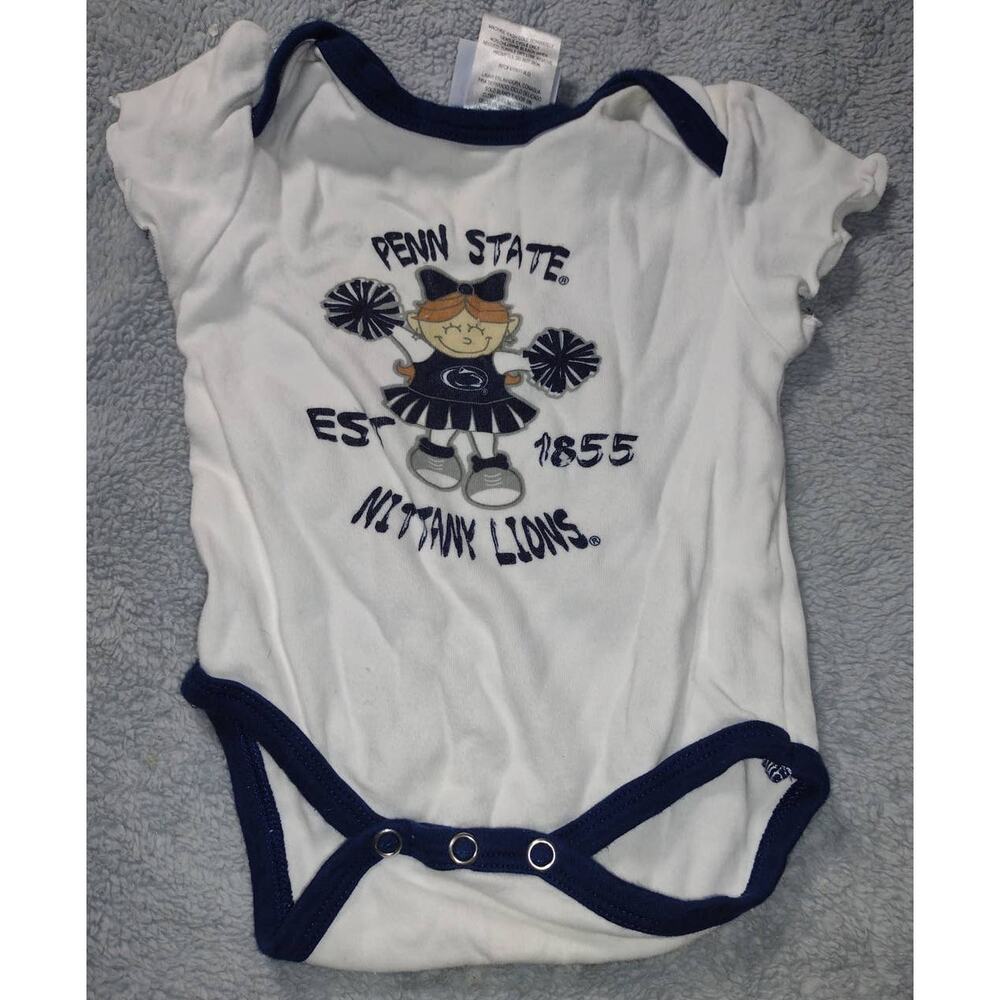 NCAA 0-3 Months Penn State Nittany Lions Blue and White Body Suit Cheer